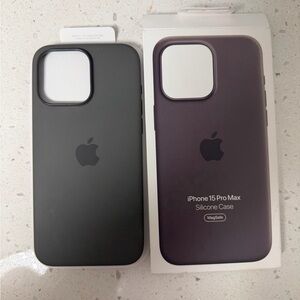 Apple iPhone 15 Pro Max Silicone Case - Gray and Purple